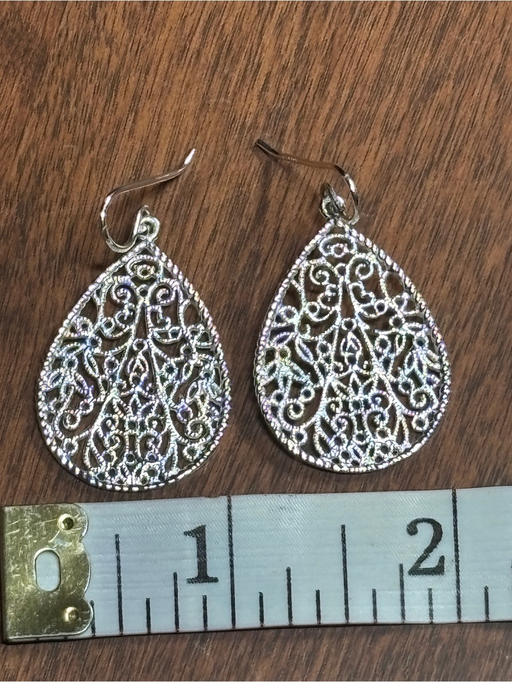 Silver Filigree Teardrop Dangle Earrings - Intricate Women’s Jewelry